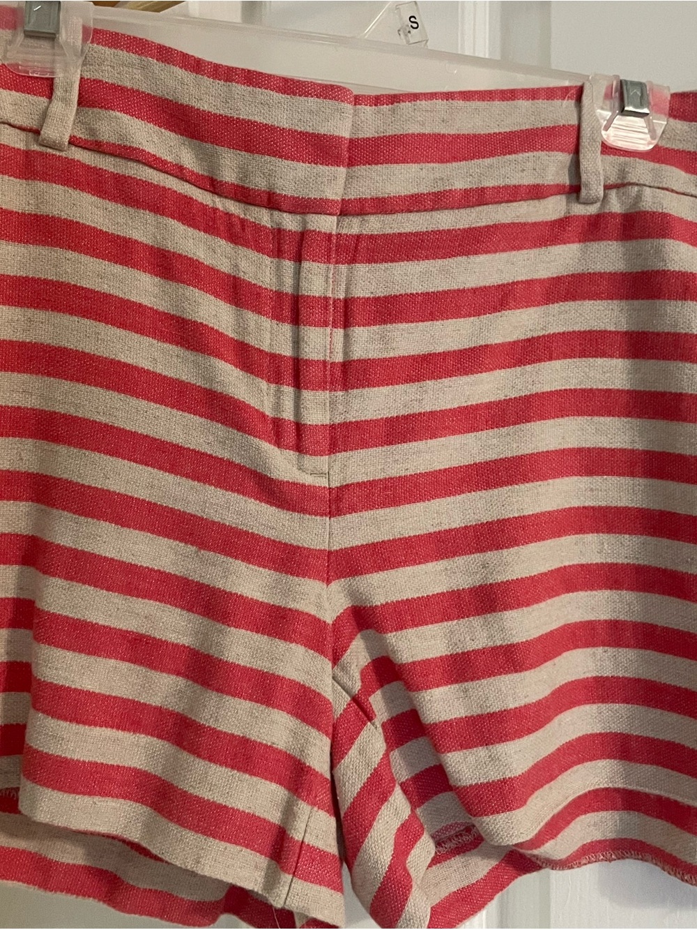 LOFT Coral and Tan Striped Knit Summer Shorts